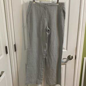 PURE Collection Linen Grey Pinstripe Trousers Pants Women’s Size 6 Regular